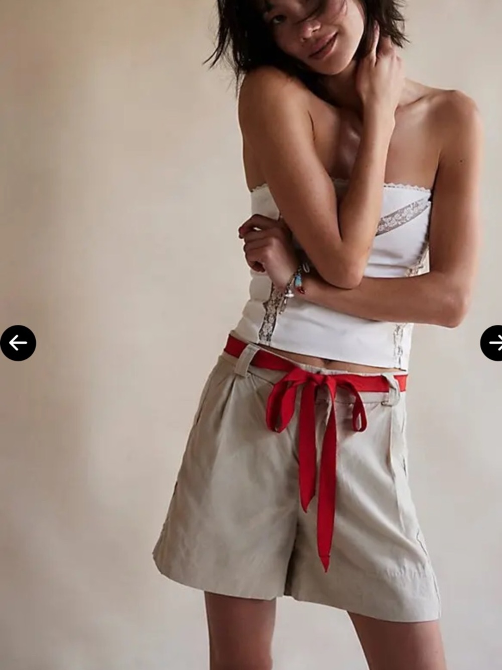 Free People Perfect Prep Trouser Shorts Light Sand Linen Blend Size 4 NWT